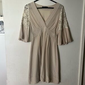 BCBG Max Azria 100% Silk Bell Sleeve Dress